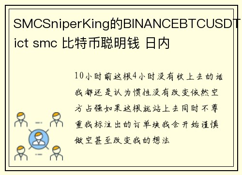 SMCSniperKing的BINANCEBTCUSDTP的ict smc 比特币聪明钱 日内