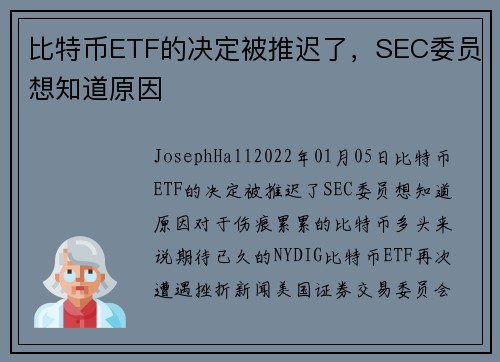比特币ETF的决定被推迟了,SEC委员想知道原因